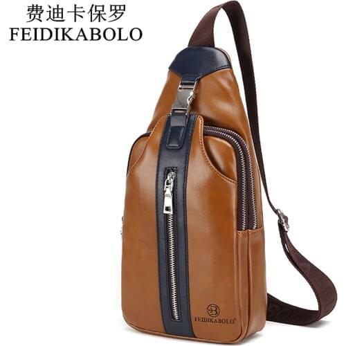 FEIDIKABOLO Famous Brand Bag Men Chest Pack Leather Travel Men Crossbody Bags Rucksack Fashion Chest Bag Single Shoulder Handbag