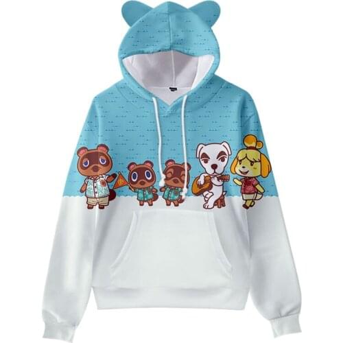 2 To 14 Years Kids Hoodie Animal Crossing New Horizons Happy Home Designer Cat Ears Sweatshirt Tom Nook Leaf Children Jacket