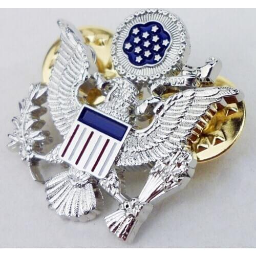 WWII US AIR FORCE GENERAL OFFICER SHOULDER EAGLE MINI BADGE INSIGNIA PIN COCKADE SILVER