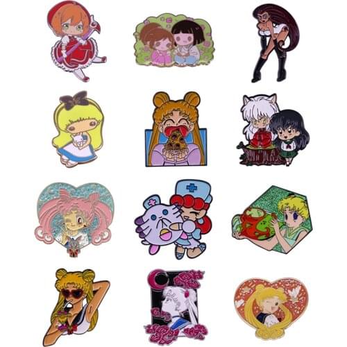 Japanese Fashion Cute Cartoon Anime Character Sailor Moon Enamel Pins Lapel Pin Brooch Gifts for Women Girls Jewelry Accessoory
