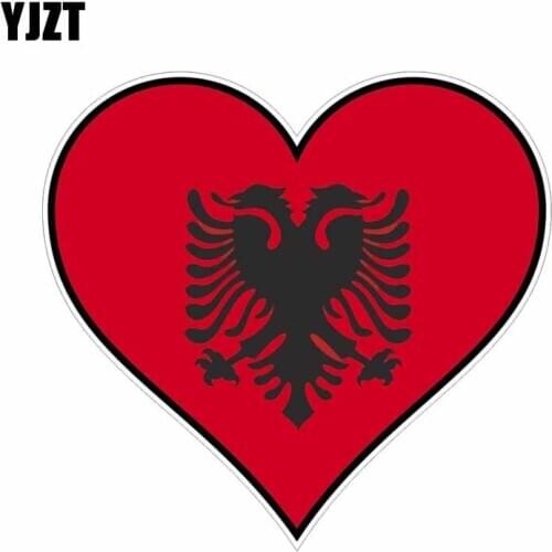 YJZT 14.1CM*13.1CM Funny Styling ALBANIA Heart Flag Body Decal Car Sticker 6-1647