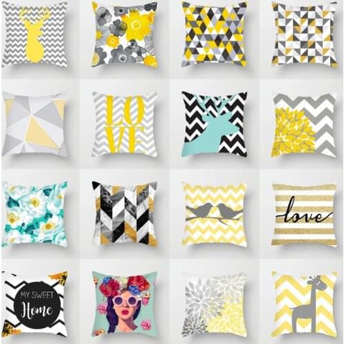 Yellow geometric pillow super soft short plush net red same style