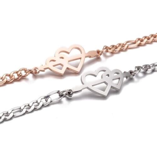 Bracelets women gold Cupid heart stainless steel chains on hand charm Couples bracelet gifts for woman necklace punk accessories