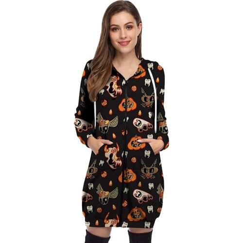 Halloween Fun Gift Horror Ghost3DPrintLong Zipper Pullover Female Sweatshirt Long Sleeve Loose Women Large Size HoodiesS-5XL