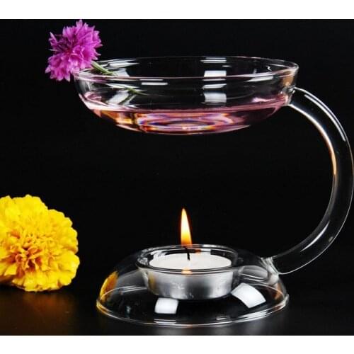 1PC Aromatherapy Aroma Lamp Handmade Transparent Glass Candle Holder Crystal Glass Candlestick Centerpieces Home Decor LD 155