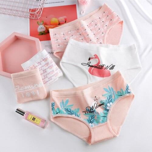 1PC New summer style printed underwear womens pure cotton middle waist Cotton Briefs girls