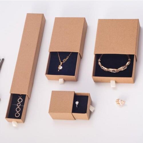 10pcs New 3 Colors Kraft Paper Drawer Ring, Bracelet Box Necklace Jewelry DIY Packaging Carton Small Gift Birthday Box for Lover