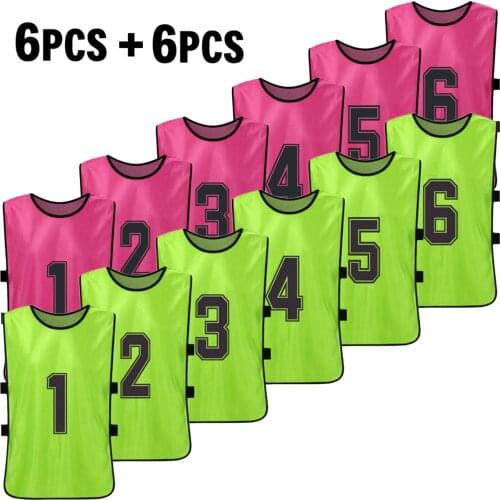 12 PCS Adults Soccer Pinnies 2 Colors Quick Drying Football Team Jerseys Youth Sports Soccer Team Training Practice Sports Vest