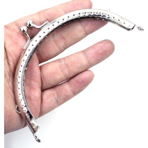 30PCS 12.5cm Semicircle Metal Purse Frames Kiss Clasps Clips Smooth Buckles Handbag Handles DIY Luggage Accessories Silver Tone