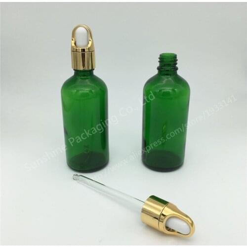 500pcs 100ml Green Glass Liquid Reagent Pipette Bottle With Eye Dropper Drop Aromatherapy Oil Refillable Dropper Bottles