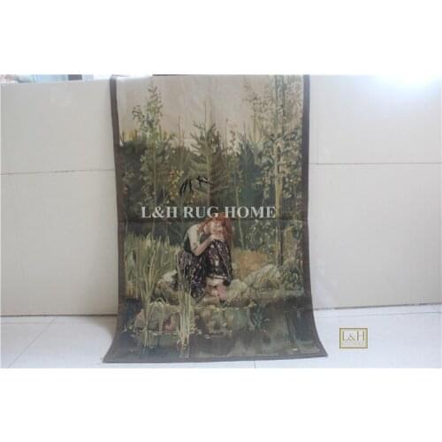 Free shipping 4'x3.5'(73x118cm) 100% Woolen Aubusson Tapestry Gobelin carpet handmade Tapestry Museum Collection Tapestry