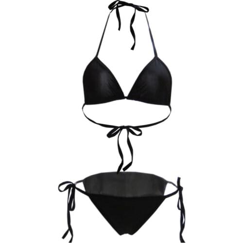 Bikini plus size swimwear women swimsuit women biquini bikinis Solid color Halter String Lace Briefs adjustable 13 colors Beach