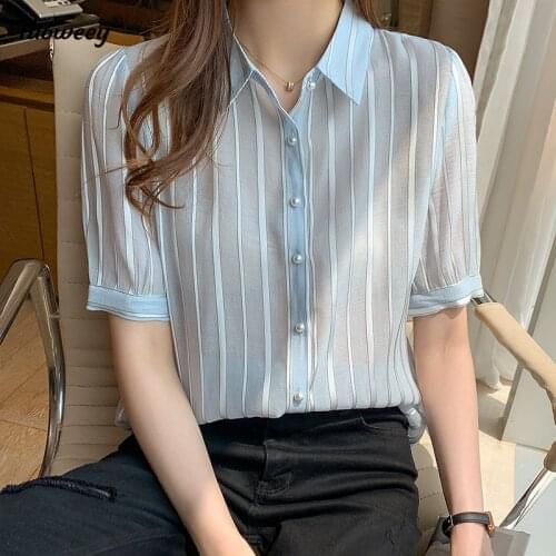 Blusas Mujer De Moda Womens Tops and Blouses New Spring short Sleeve Print Silk Shirts Women Blouses Turn Down Collar Shirt