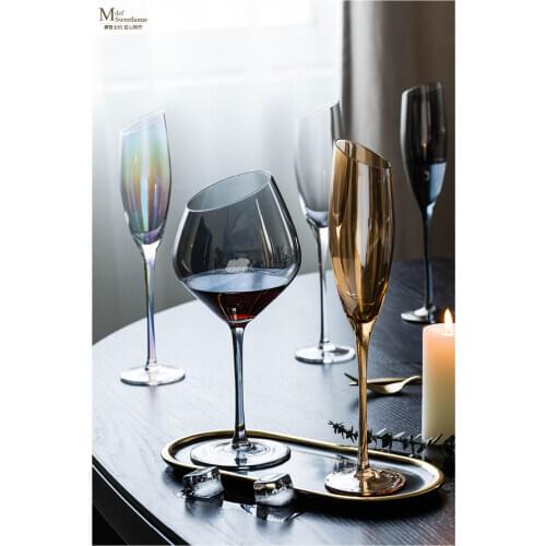 Starry sky oblique mouth red wine glass crystal champagne glass home goblet foreign wine glass cocktail glass drinking glasses