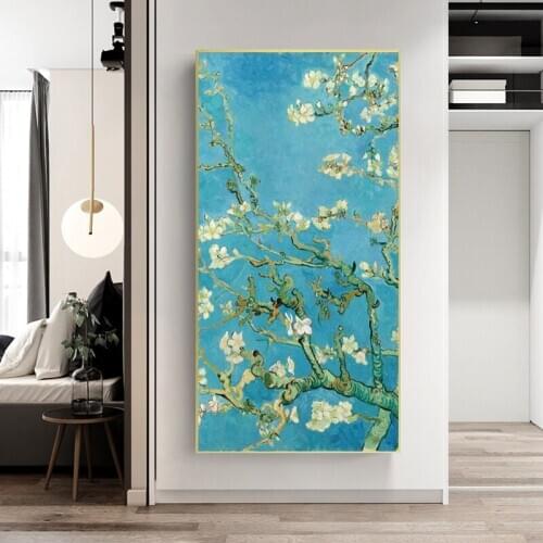 Flowers Wall Art Canvas Painting Wall Pictures for Living Room Nordic Decoration Pictures Morden Blue Poster Decor