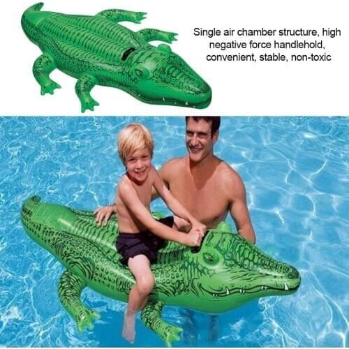 Kids Swimming Ring Toy Inflatable Pool Float Toy Crocodile Shape Pool Toy With Handle Beach Party Swimming For Children