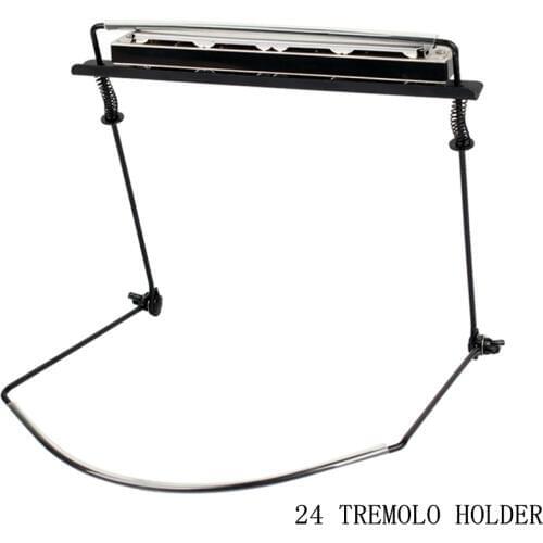 Easttop 24 Holes Harmonica Neck Holder Mouth Organ Stand MundHarmonika Harp Rack -Metal black gaita holder