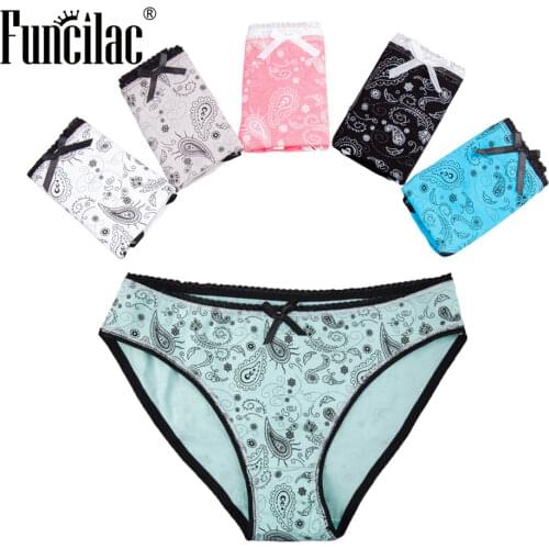 FUNCILAC Underwear Women Cotton Sexy Seamless Panties Hipster Ladies Lingerie Femme Bikini Briefs Knickers M L XL 5pcs/Lot