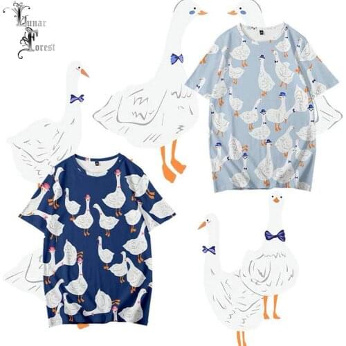 Funny White Duck 3D Printing T-shirt Summer Fashion Round Neck Short Sleeve Popular Japane Harajuku Streetwear Plus Size