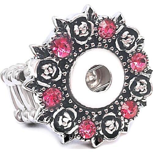 Hot sale high quality 002 fashion DIY metal Adjustable ring fit ginger 12mm snap button rings jewelry charm rings for women