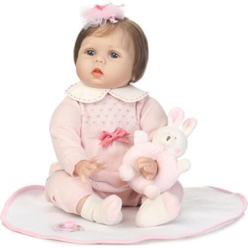 55cm Reborn Baby Doll Soft Vinyl Silicone Gentle Touch Creative Gift for Children on Birthday and Christmas