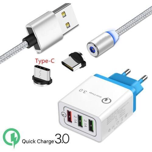 Magnetic Cable Xiaomi Mi 9 A3 lite CC9 Redmi 8 Note 7 8T Type C Magnet Charge Wire QC 3.0 USB Fast Charger For Samsung S8 S9 A50