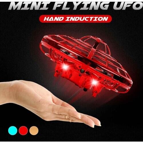 Mini Gesture Sensor UFO RC Aircraft LED Drone Intelligent Suspension Toy Boy Girl Toys Flash Fly Disc Kids Gift Outdoor Toys