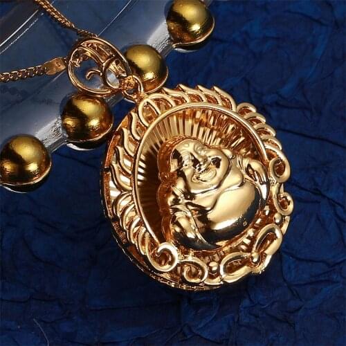 Trendy Buddhism Gold Color Maitreya Buddha Pendant Necklace Bless Chain Jewelry