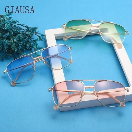 GIAUSA European and American Fashion Square Sunglasses 2021 new decorative glasses Street Photo Sunglasses yellow glasses