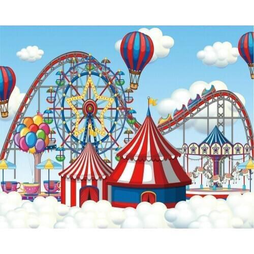 Cartoon Circus Playground Birthday Party Backdrop Baby Shower Room Decor Photo Booth Studio Prop