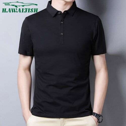 Hawaifish brand men polo shirt 2021 new summer half-sleeved solid color clothes Business Social high quality camiseta masculina