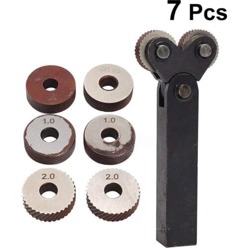 Dual Wheel Knurling Tool Kit 7pcs 0.5mm 1mm 2mm Wheel Linear Pitch Knurl Set Steel Lathe Cutter Wheel Knurling Tool Set