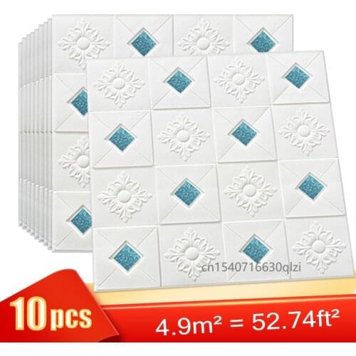 3D Stereo Wall Stickers Wallpaper Self-Adhesive Ceiling Decorative Large Size Panels Roof Foam Wallpaper Living Room Home Decor
