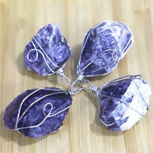 New jewelry hot selling Natural stone amethysts Irregular shape pendants for jewelry making 4pcs/lot wholesale free shipping