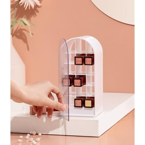 Makeup organizer box Lipstick storage box net red acrylic dust belt cover shelf desktop multi grid cosmetic lip glaze storage