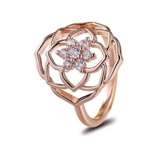 Rose Petals Statement Rings 100% 925 Sterling-Silver-Jewelry Free Shipping