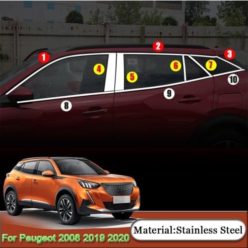 Fit For Peugeot 2008 2019 2020 Car Styling Car External Window Sequins Decorations Stickers Frame Cover Automobiles Accessories