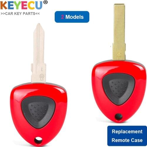 KEYECU Remote Control Car Key Shell Case Cover for Ferrari F430 458 2005 2006 2007 2008 2009, FOB 1 Button - Uncut Blade