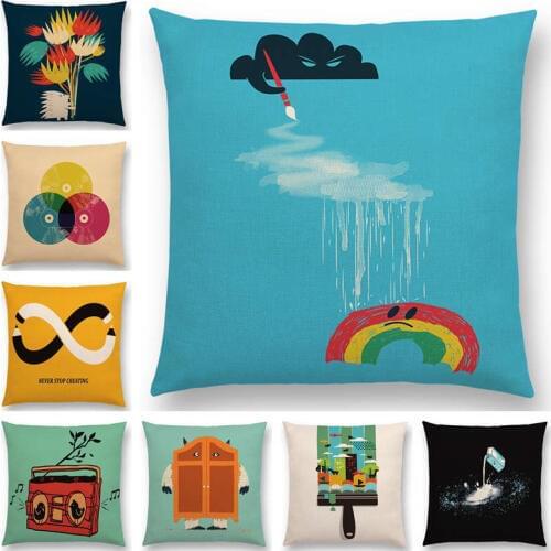 Colorful Cartoon Pillow Case Fruit Flower Warm Dream Funny Imagination Cushion Cover