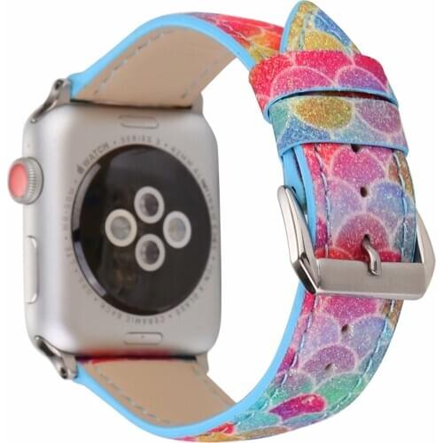 Mermaid Glitter Leather Strap for Apple Watch Band Series 6/5/4/3/2/SE Girls/Women Fashion Bracelet for iWatch 42/38MM 40/44MM