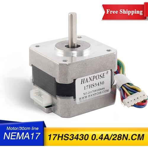 Free shipping for 3D printer Nema17 Stepper Motor 42 motor Nema 17 motor 42BYGH 0.4A (17HS3430) motor 4-lead