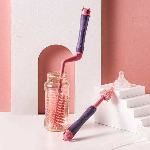 360 Degree Baby Nipple Brush Bottle Cleaner Brushes with Long Handle Rotation Infant Bottles Cleaning Sets Cleaner Tools