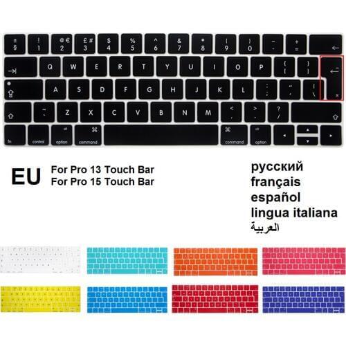 Silicone EU keyboard Case Cover Protector for MacBook Pro 13 15 inch Touch Bar