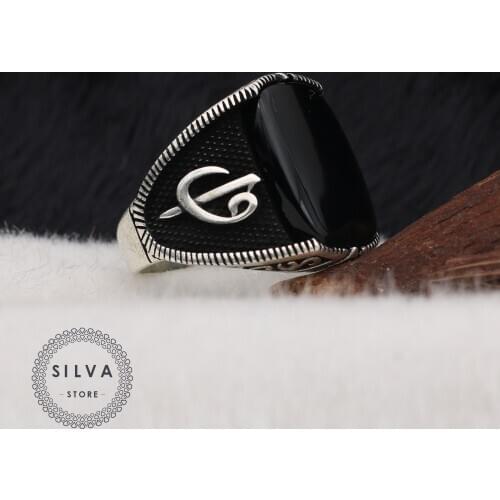 Silva Orijinal 925 Sterling Silver Ring for Men Onyx Black Agate Stone S925 silver fashion Jewelry Gift Mens Rings All sizes
