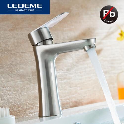 LEDEME Modern Style New bathroom Basin Faucet Deck Mounted bath Cold and Hot Water tap Mixer Multi Color Handle Cover L71002