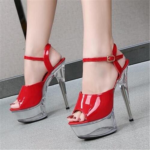 2021 Summer Women Sandals Sexy Shoes For Ladies High Heels Fashion PU Platform 13/15CM Female Strip Pole Dance Pumps Black White
