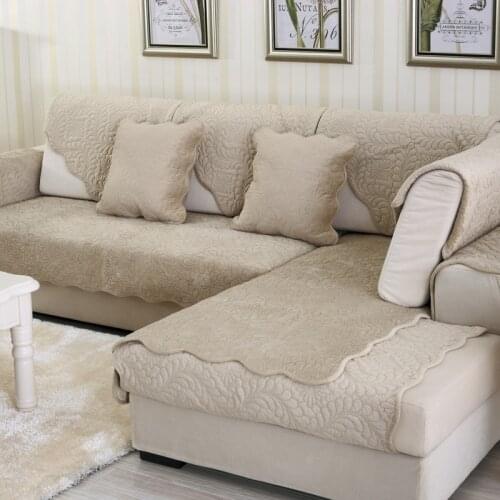 Thicken Crystal Velvet L Shape Sofa Cover Slip Resistant Slipcover Seat European Couch Cover Sofa Towel for Living Room Decor