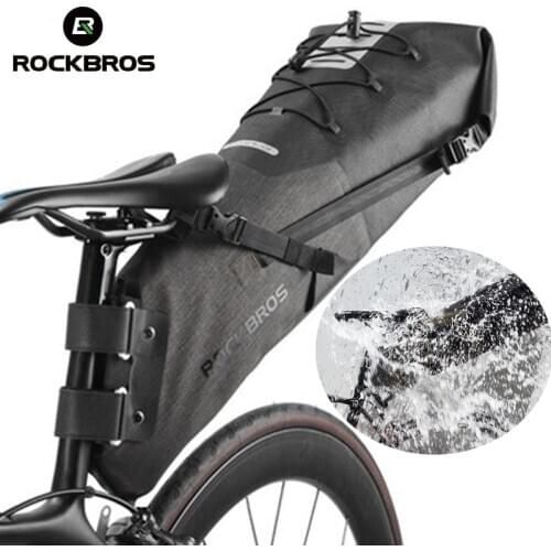 ROCKBROS 10L Large Capacity Saddle Bag Bike Bag Waterproof Reflective Cycling Foldable Tail Rear Bag MTB Road Trunk Bicycle Bag