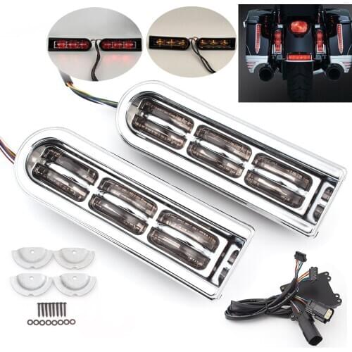 Motorcycle Saddlebag Filler Inserts Support LED Tail Light For Harley Touring Road King Electra Glide 14-20 Flowing Water Lamp