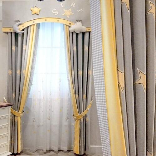 Korean Childrens Room Boy Starry Sky Cute Cartoon Shading Insulation Custom Curtains Curtains for Living Dining Room Bedroom